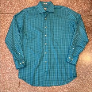 Peter Millar Men's Button Down Shirt Turquoise Blue/White Size Medium